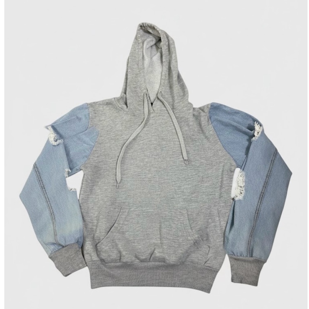Thrill Gray and Blue Hoodie Jacket